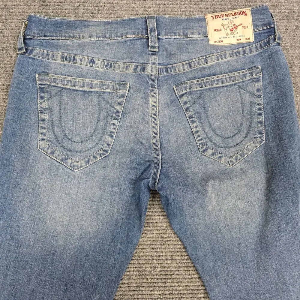 True Religion Rocco Relaxed Skinny Jeans Mens 36x33 Light Wash Stretch Denim
